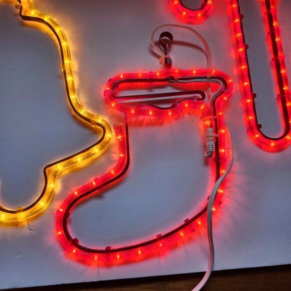 Christmas Rope Tube Lights Set of 4 Candy Cane Bell Snowman Christmas Stocking - Picture 7 of 16